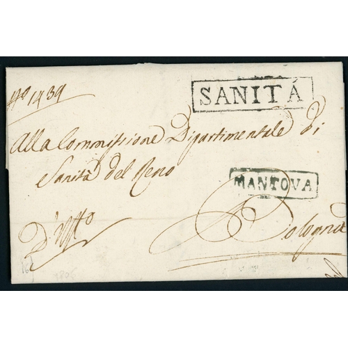 166 - ITALIAN STATES DISINFECTED MAIL, HEALTH AUTHORITY FREE FRANKS & DISINFECTION OFFICE LABELS: 1854/55 ... 