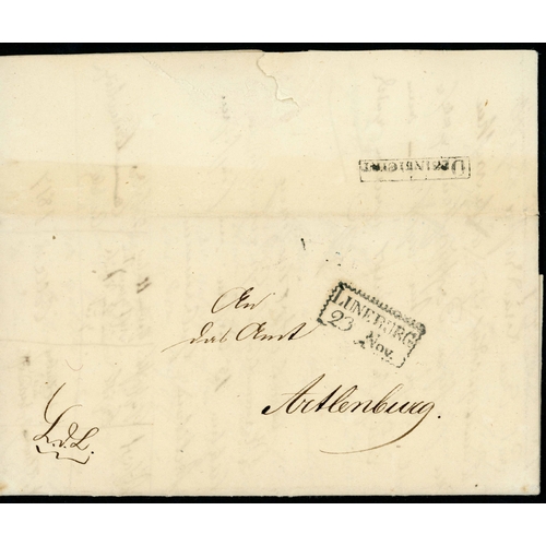 174 - DISINFECTED MAIL/RELATED EX. GERMAN STATES/EMPIRE: 1830s E/ELs (8) used locally or to France, with m... 