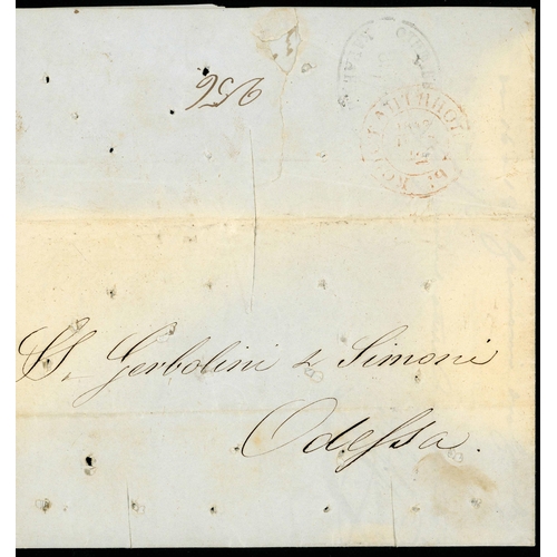 175 - RUSSIAN DISINFECTED MAIL: 20 Aug. 1831 from Taganrog to Nice twice disinfected at Kety (oval 