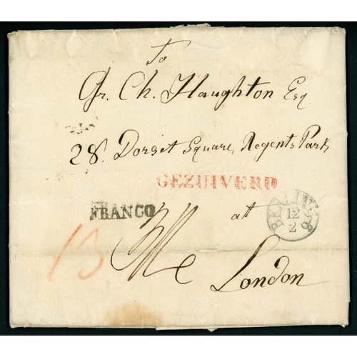 176 - DISINFECTED MAIL EX GERMAN STATES: Pair of Feb./Apr. 1832 ELs to London ex Berlin or Sangerhausen ra... 