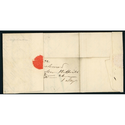 176 - DISINFECTED MAIL EX GERMAN STATES: Pair of Feb./Apr. 1832 ELs to London ex Berlin or Sangerhausen ra... 