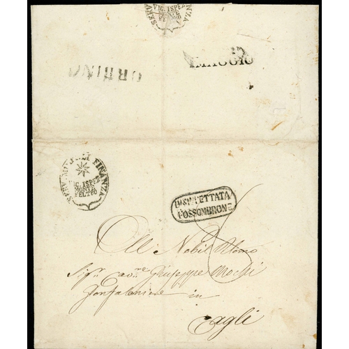 178 - ITALIAN STATES & PAPAL DISINFECTED MAIL: 1836/55 disinfected  E/ELs (5) ex Esino inc. 1836 EL to Cor... 