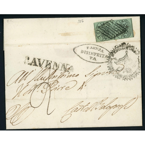 178 - ITALIAN STATES & PAPAL DISINFECTED MAIL: 1836/55 disinfected  E/ELs (5) ex Esino inc. 1836 EL to Cor... 