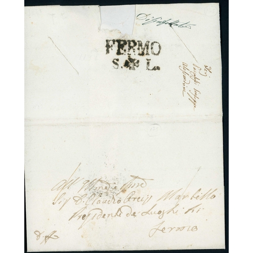 178 - ITALIAN STATES & PAPAL DISINFECTED MAIL: 1836/55 disinfected  E/ELs (5) ex Esino inc. 1836 EL to Cor... 