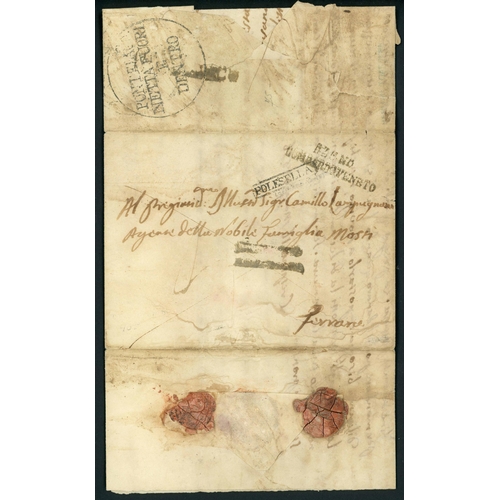 178 - ITALIAN STATES & PAPAL DISINFECTED MAIL: 1836/55 disinfected  E/ELs (5) ex Esino inc. 1836 EL to Cor... 