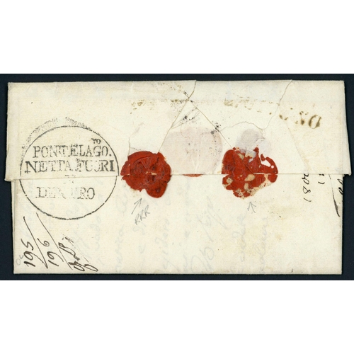 178 - ITALIAN STATES & PAPAL DISINFECTED MAIL: 1836/55 disinfected  E/ELs (5) ex Esino inc. 1836 EL to Cor... 