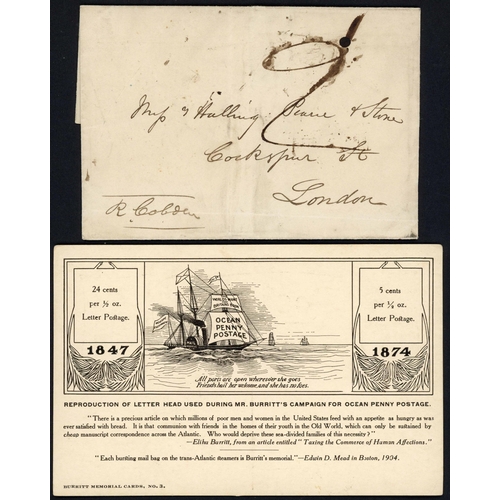 180 - GB PROPAGANDA LETTERS INC. ELIHU BURRITT: Group inc. 1869 autographed signed letter from Elihu Burri... 