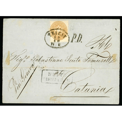 186 - 19th CENTURY ITALIAN DISINFECTION MARKS: Trio of 1854/55 slit Es to Ferrara each franked Lombardy-Ve... 