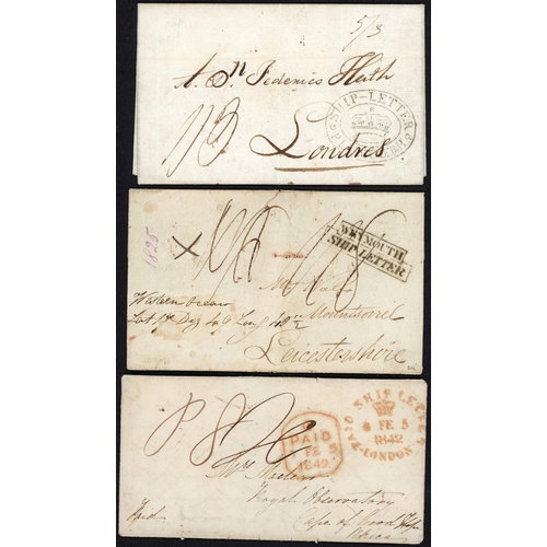 203 - PLYMOUTH/WEYMOUTH/LONDON SHIP LETTERS & P.O. NOTICES: 1813 EL ex Pedro de Llano, Spain to Fred Huth,... 