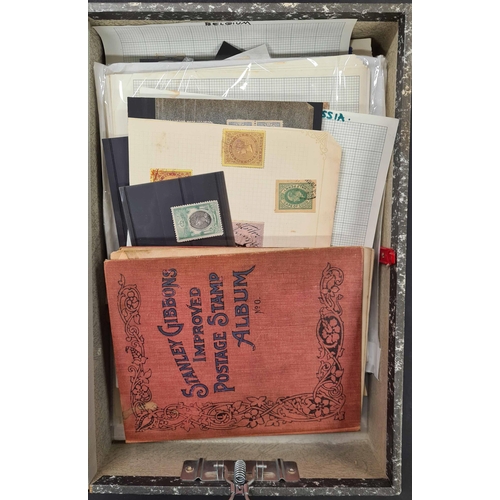 248 - WORLDWIDE MIX CHIEFLY LATE 19th TO MID 20th C.: Small lot in a box file; on leaves, stock cards, pac... 