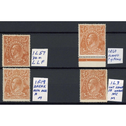 304 - 1914-21 5d VARIETIES: Fine mint examples of the BW122-4 (SG23) varieties 1L57, 1R60, comb perf. and ... 