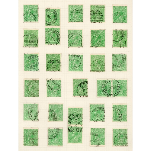 305 - KGV ½d GREEN: Two albums containing a detailed 1915-1923 study of the ½d stamp (cat. SG20 & SG48) by... 