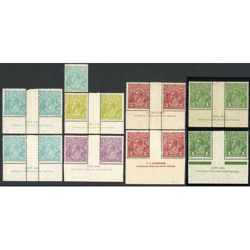 307 - KGV HEAD IMPRINT BLOCKS & PAIRS: Mint pairs inc. 1924 2d Harrison, 1926-30 2d perf. 14, 4d, 4½d and ... 