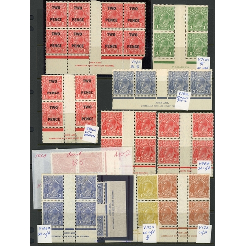 307 - KGV HEAD IMPRINT BLOCKS & PAIRS: Mint pairs inc. 1924 2d Harrison, 1926-30 2d perf. 14, 4d, 4½d and ... 