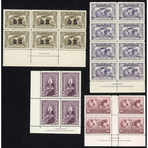 309 - IMPRINT BLOCKS & PAIRS: A group of mint stamps inc. unmounted mint £2 Arms pair; mounted mint Kingsf... 