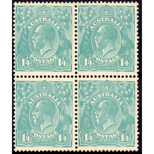 310 - 1931-36 1s 4d BLOCK OF FOUR: Fine mounted mint block (SG131) inc. BW131na retouched thick 