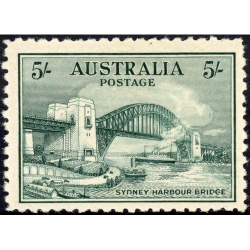 313 - 1934 HARBOUR BRIDGE 5/-: A fine mounted mint example. SG143 cat. £425.