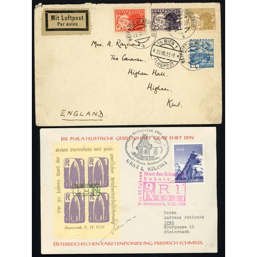 316 - MISCELLANY: Small box containing an 1889-1982 large group of covers/PPCs. Inc. 1961 Rocket Mail cove... 