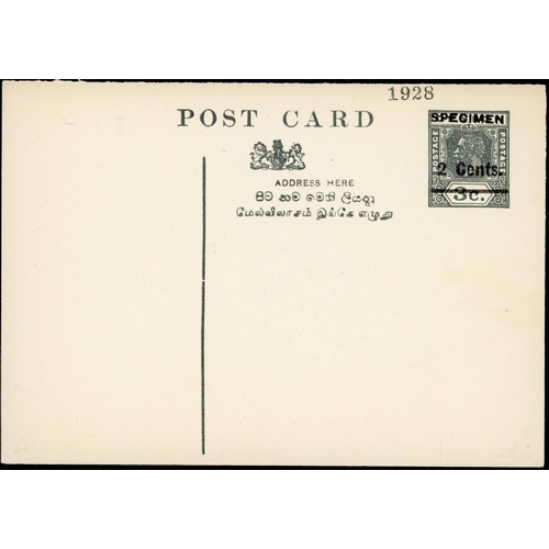 354 - KEVII/KGV UPU ARCHIVE 'SPECIMEN' OVERPRINTS ON POSTAL STATIONERY: Group of 7 KGV period Postal Stati... 