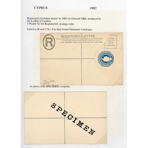 364 - POSTAL STATIONERY COLLECTION 1880-1912 ; A well-written-up collection of post cards inc. GB optd 'CY... 