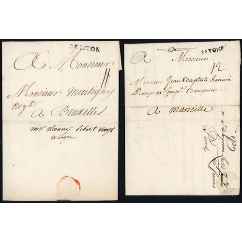 388 - PRE-STAMP & STAMPLESS MAIL: Binder with the c.1729-1873 collection of covers. Mostly to internal des... 