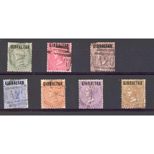 435 - 1886 SET USED, BERMUDA OVERPRINTED GIBRALTAR; The 1/- value having a 1971 BPA certificate otherwise ... 