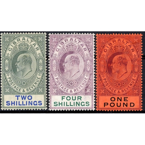 442 - 1904 CHALKY PAPER HIGH VALUES comprising 2/-, 4/- & £1 unmounted mint (SG62a-64, £1,120). (3)