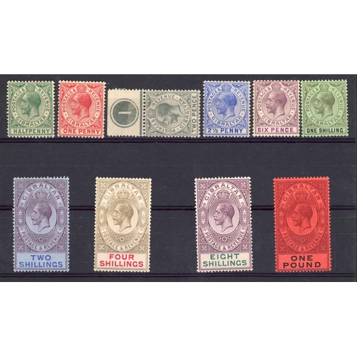 446 - 1912-24 MINT SET; Wmk. multiple Crown CA set of 10 to £1 mounted mint. 8/- value has small rust mark... 