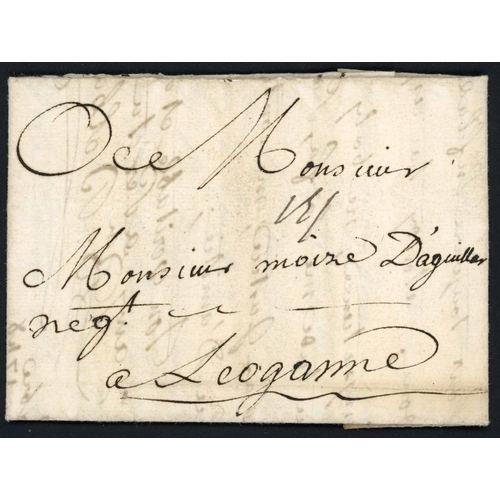 462 - 1748 LETTER FROM CAP TO LEOGANE: Fine 1848 EL with 1 Escalin postage mark in manuscript. Transcripti... 