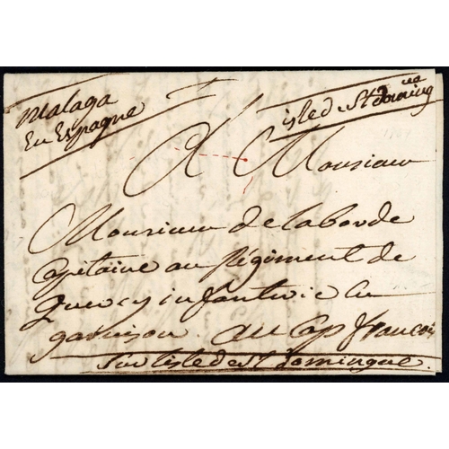 464 - 1764 LETTER FROM SPAIN TO SAINT DOMINGUE: Written aboard French Navy ship 