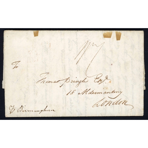 474 - MISSIONARY LETTER TO ENGLAND: 29 Feb. 1832 letter from Jacmel to London via Liverpool. Charged 1/7d ... 