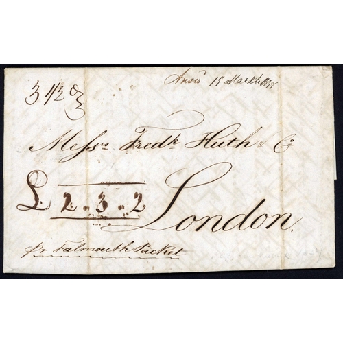 475 - HEAVY PACKET LETTERS: 3½oz letter from Port au Prince to Huth & Co., London dated 14 Oct. 1837 sent ... 