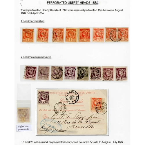 483 - 1882 PERFORATED LIBERTY HEAD COLLECTION: Presented on display pages and comprising mint set of the 6... 