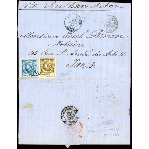 484 - 1883 COVER TO FRANCE WITH IMPERF. LIBERTY HEAD FRANKING: 24 Jan. 1883 EL from Port au Prince to Pari... 