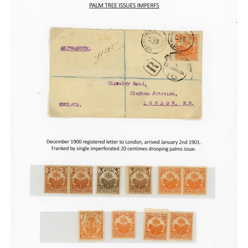 495 - 1896 REDRAWN SECOND PALM TREE IMPERF. TYPES & COVER: Range of mint imperf. issues to 20c plus Dec. 1... 