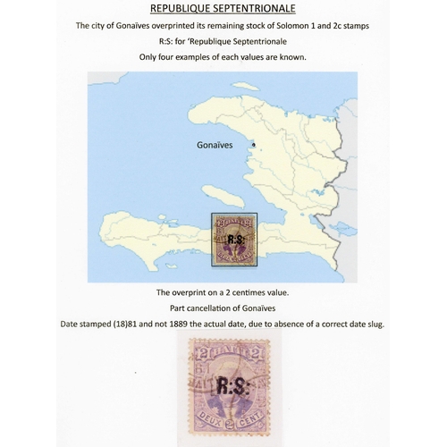 498 - 1889 REPUBLIQUE SEPTENTRIONALE (NORTHERN REPUBLIC): 1887 2c mauve Salomon type optd. 