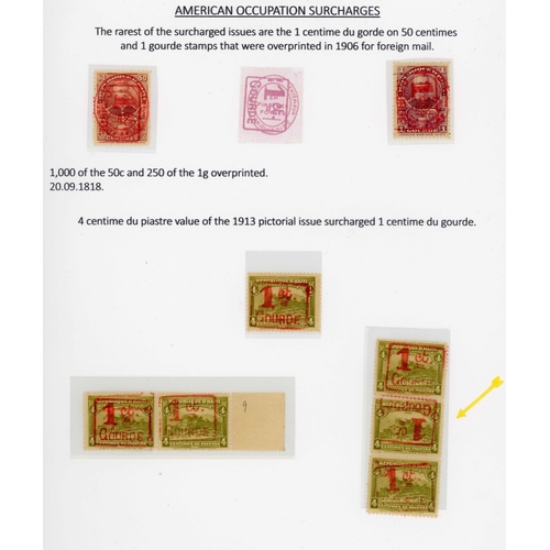 513 - 1915-20 AMERICAN OCCUPATION SURCHARGES: Comprehensive collection of surcharges used on various stamp... 