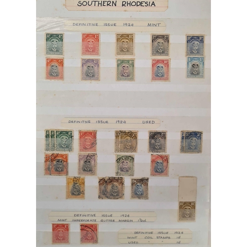 62 - SOUTHERN AFRICA - THE RHODESIAS, S. AFRICA & S.W.A: Carton holding two stock books and a qty. of she... 