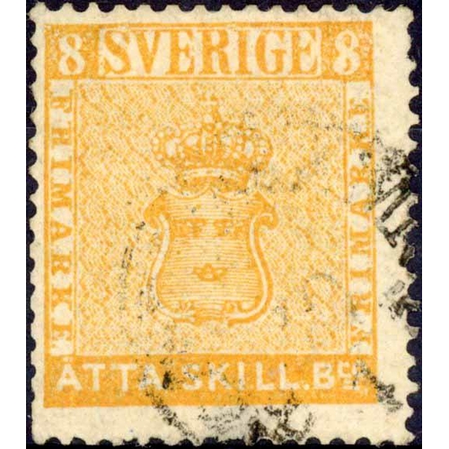 690 - 1855 8 SKILLING ORANGE: Fine used cantered high and left but clear of perfs., perfs on lower left sl... 