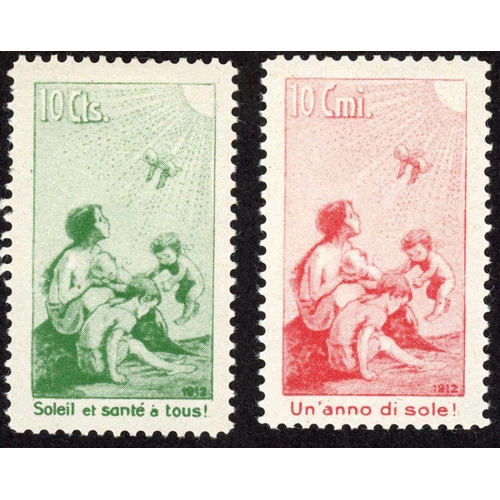 702 - 1912 SEMI-OFFICIAL LABELS: Scarce mint 10cmi carmine-red Perf. 11¾ charity forerunner (Pro-Juventute... 