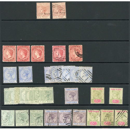 711 - 1867-95 TURKS ISLANDS MINT & USED COLLECTION WITH SOME DUPLICATION on stock sheets inc. 1867 1d unus... 