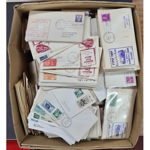 716 - US HIGHWAY POST OFFICE COVERS: Large carton holding a great qty. of 1940s-60s period Highway Post Of... 