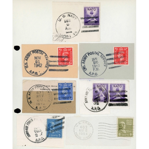 74 - USED ABROAD & FIELD POST MARKS: Small collection of singles/pieces used abroad or cancelled by WWII ... 