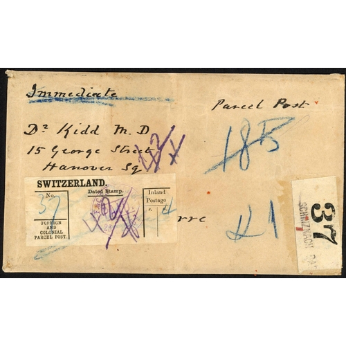 756 - LATE QV MIX INC. EARLY PARCEL POSTS: 1886-1903 group inc. large piece with large label 