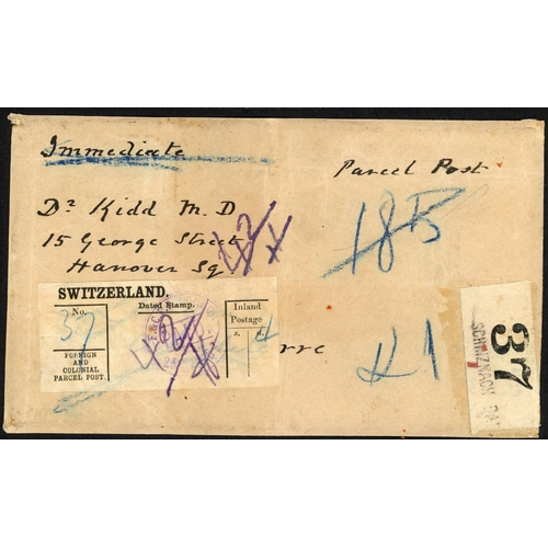 756 - LATE QV MIX INC. EARLY PARCEL POSTS: 1886-1903 group inc. large piece with large label 