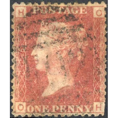 763 - PENNY RED PLATE 225: Nicely centred, lightly cancelled example OH, but with a couple of trimmed perf... 