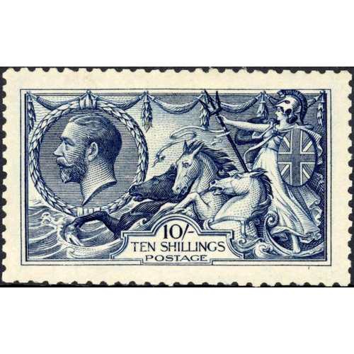 770 - 1913 WATERLOW 10/- INDIGO-BLUE: Very fine, very lightly mounted mint example. SG 402 £1,000