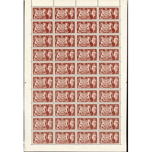 785 - 1951 £1 BROWN COMPLETE SHEET WITH RE-ENTRY: £1 'FESTIVAL' type (SG 512) umm sheet of 40 with re-entr... 