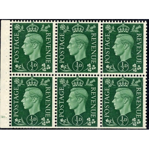 837 - KGV & KGVI BOOKLET PANES: Inc. 1935 Jubilee 1½d brown type III cylinder 59 watermark upright pane of... 