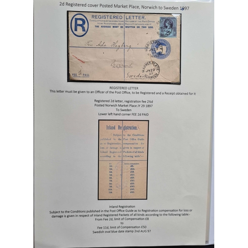 860 - REGISTERED, METERS, AND SLOGANS;  A carton with a  diverse range of GB postal history written-up in ... 